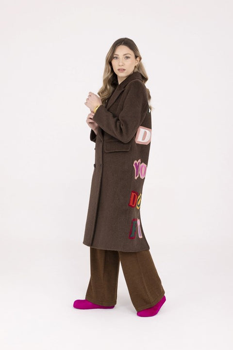Crazy logo wool coat