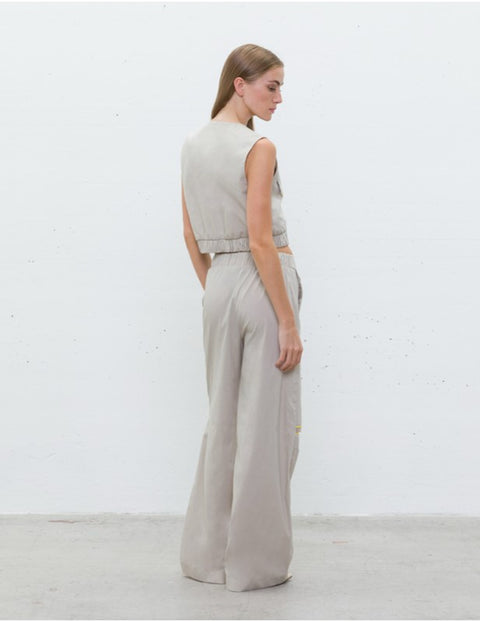 Pantalone zip bermuda bicolore