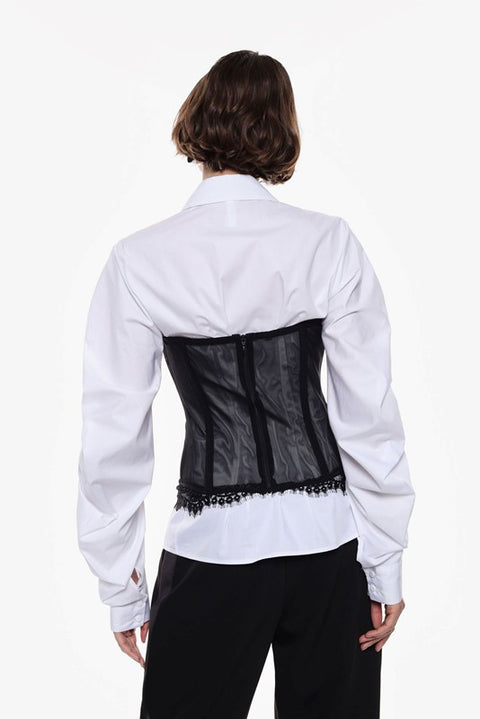 Top con scollatura a cuore e pizzo