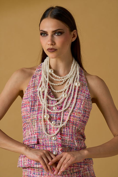 Gilet bouclette con perle