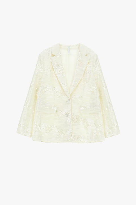 Blazer regular-fit con paillettes e chiusura a bottoni