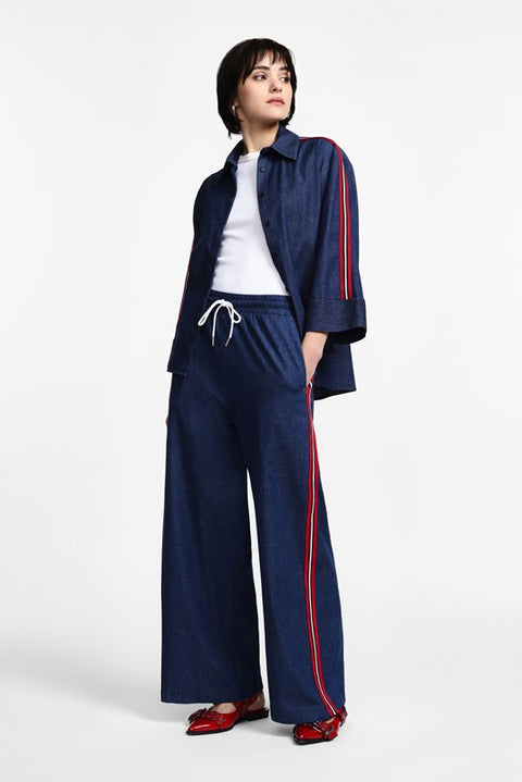 Pantaloni palazzo chambray
