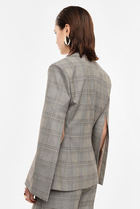 Blazer a quadri con chiusura monopetto e tasche