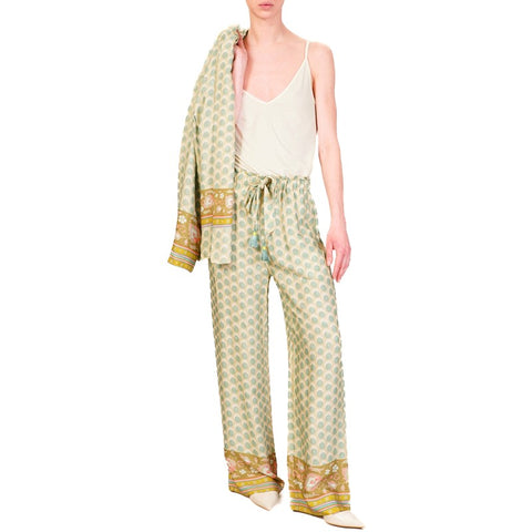 Pantalone fantasia verde acqua tiffany