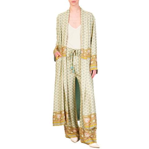Pantalone fantasia verde acqua tiffany