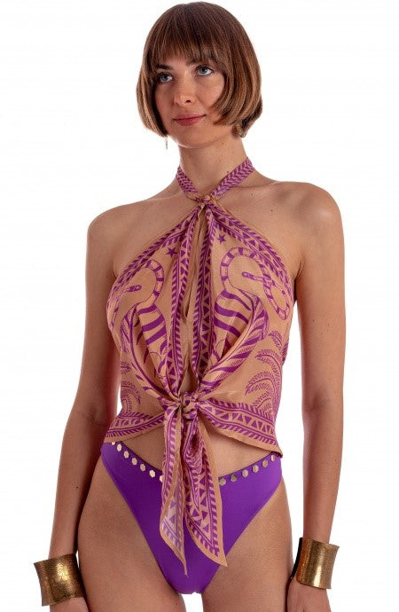 Top foulard stampa tiger sun