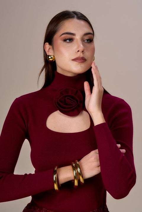 Maglia scollo rosa