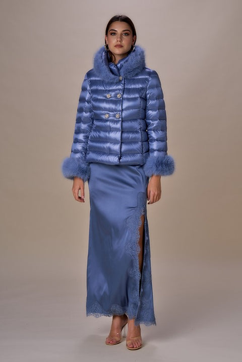 Piumino doppiopetto corto lurex