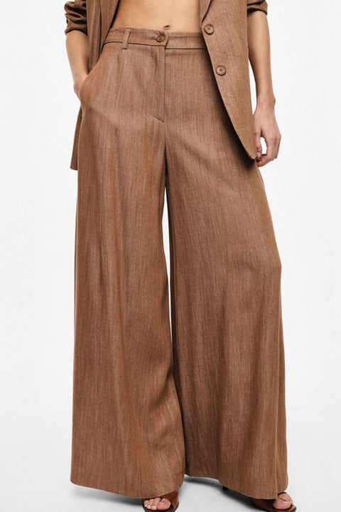 Pantaloni palazzo a vita alta con gamba ampia