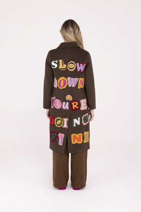 Crazy logo wool coat