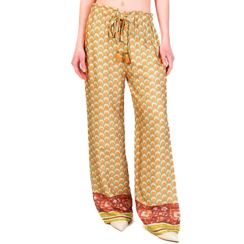 Pantalone fantasia verde acqua tiffany