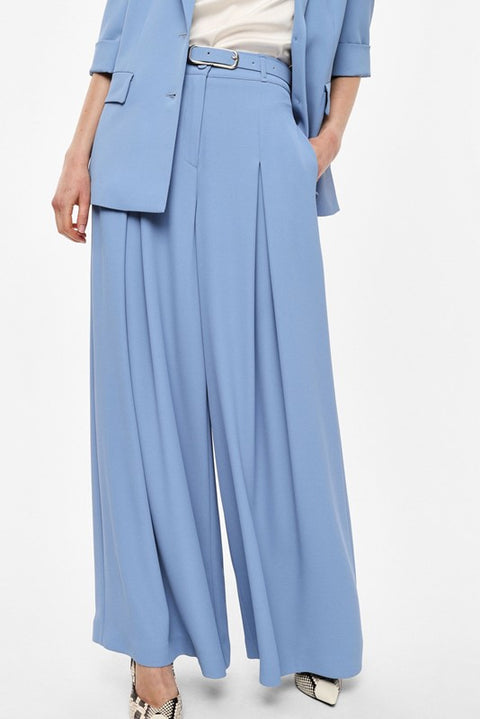 Pantaloni palazzo a vita alta con cintura
