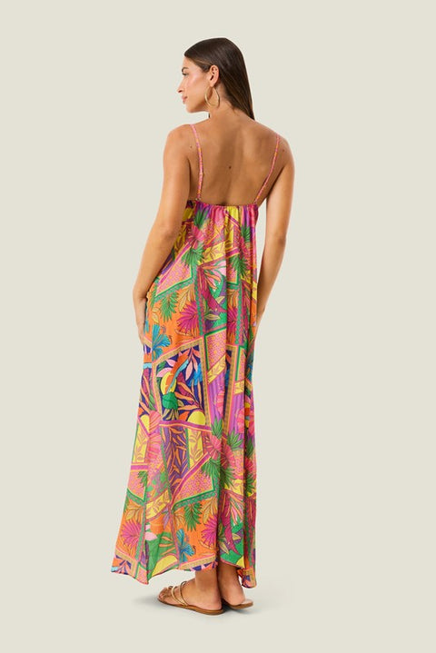 Abito lungo pop foulard