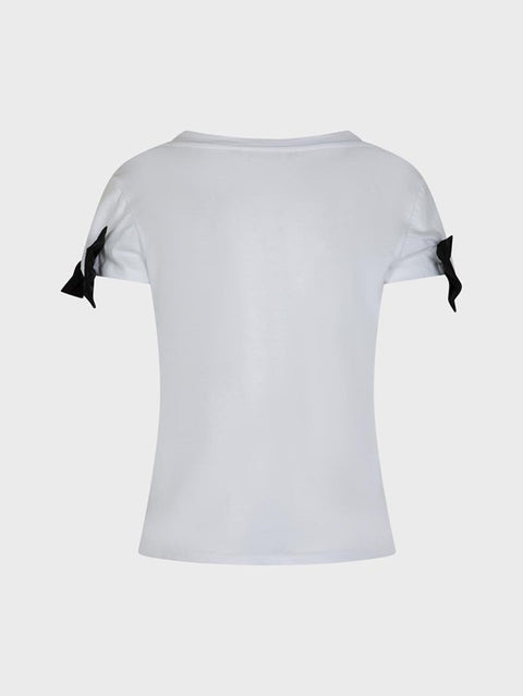 T-shirt con fiocchi neri