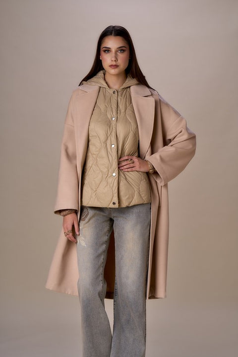 Cappotto con gilet in piuma