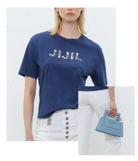 T-shirt sritta strass jijil