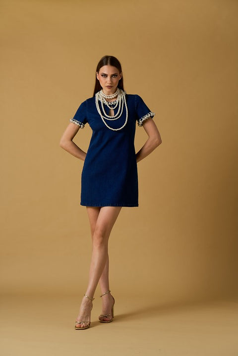 Abito jeans mm con perle
