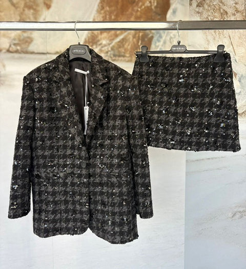 Giacca pied de poule con paillettes