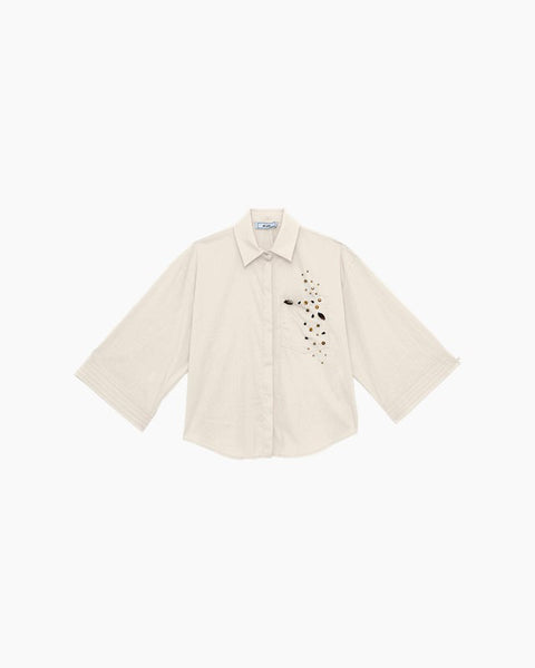 Camicia manica 3/4 con appl tasca