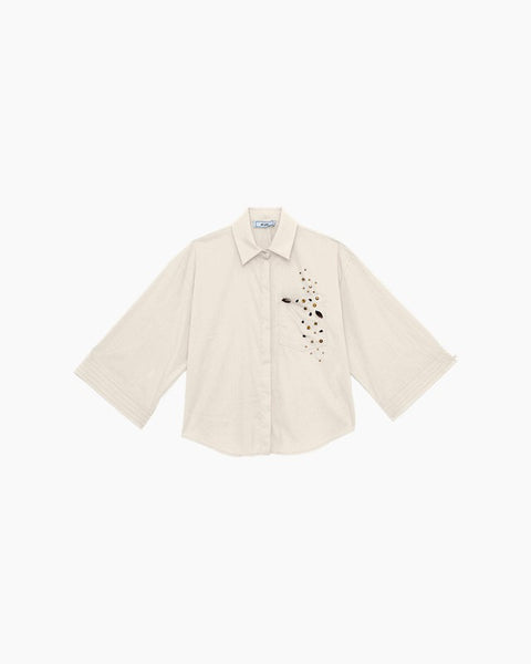 Camicia manica 3/4 con appl tasca