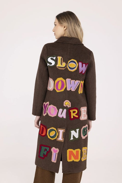 Crazy logo wool coat