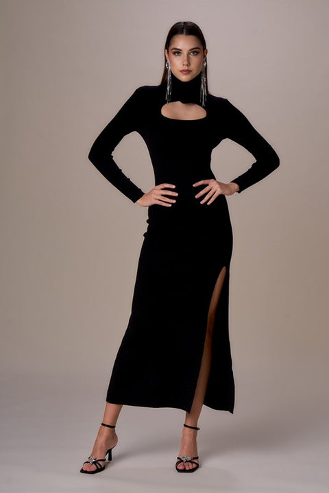 Abito cutout con rosa