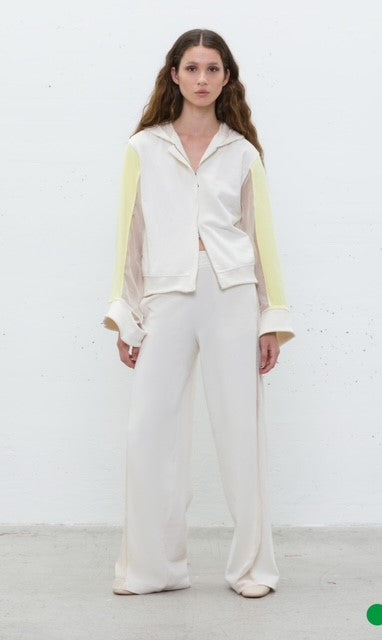 Felpa zip con manica tulle