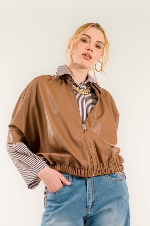 Bomber ecopelle manica ampia