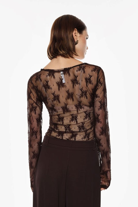 Top in pizzo manica lunga