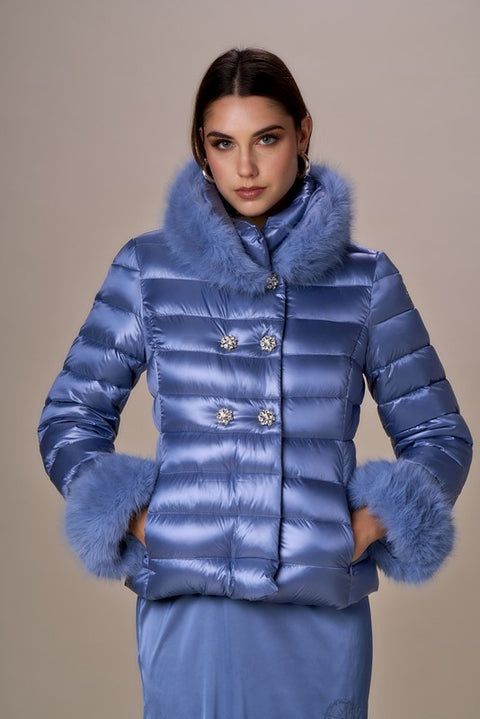 Piumino doppiopetto corto lurex