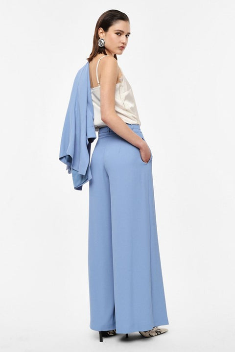 Pantaloni palazzo a vita alta con cintura