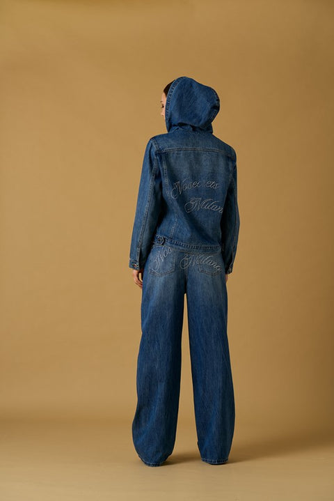 Giubbino jeans maxi logo