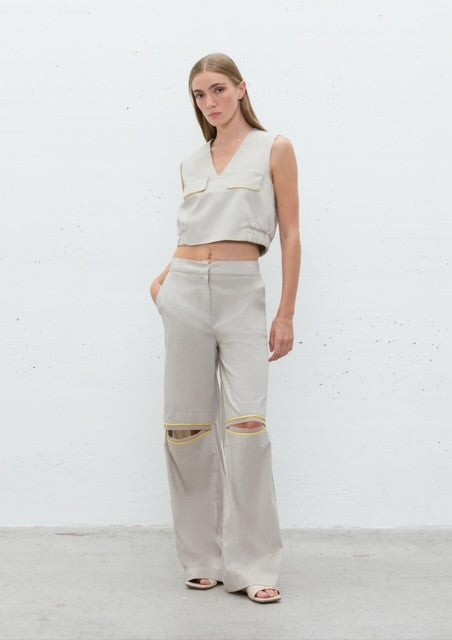 Pantalone zip bermuda bicolore