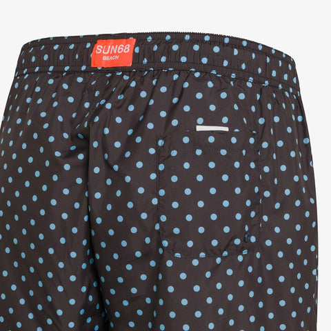 Shorts mare con stampa nero/turchese