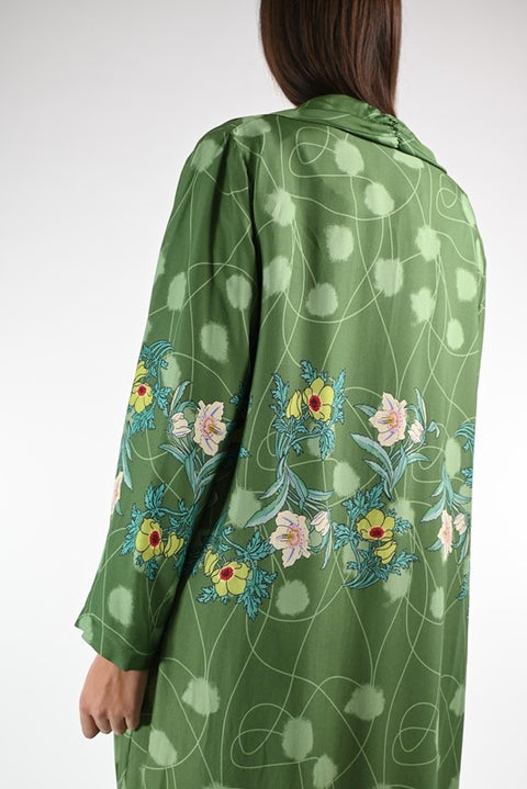 Kimono lungo floreale verde