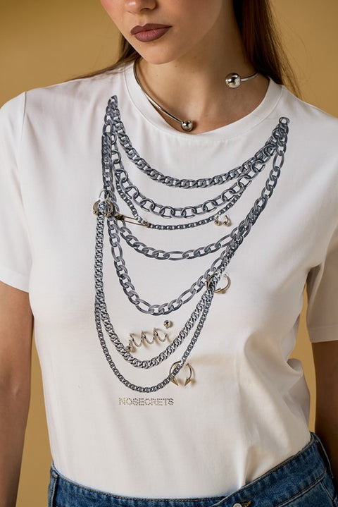 T-shirt collana piercing