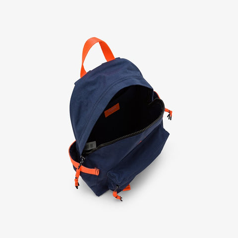 Zaino in tela di cotone blu navy/arancio fluo