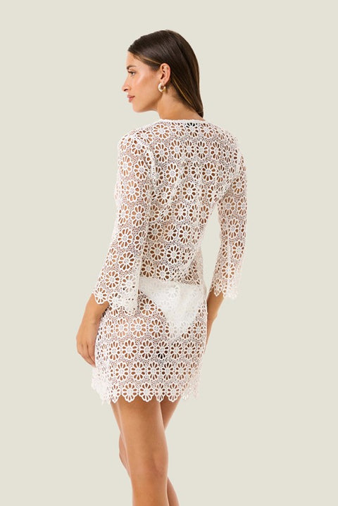 Abito corto a v in macrame'