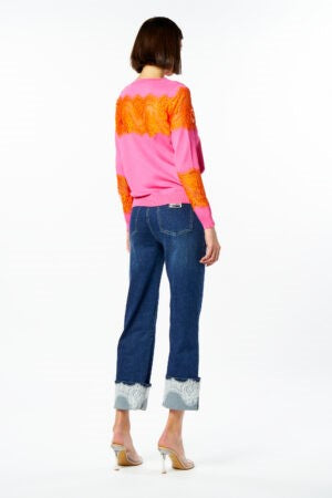 Maglia pizzo contrasto