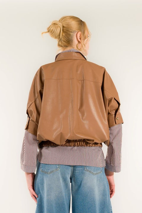 Bomber ecopelle manica ampia
