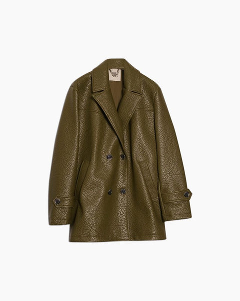 Giacca oversize in pelle effetto martellato
