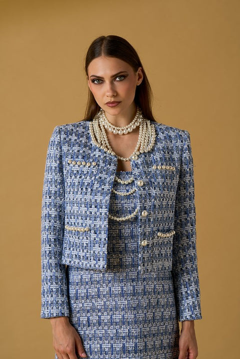 Giacca bouclette con perle