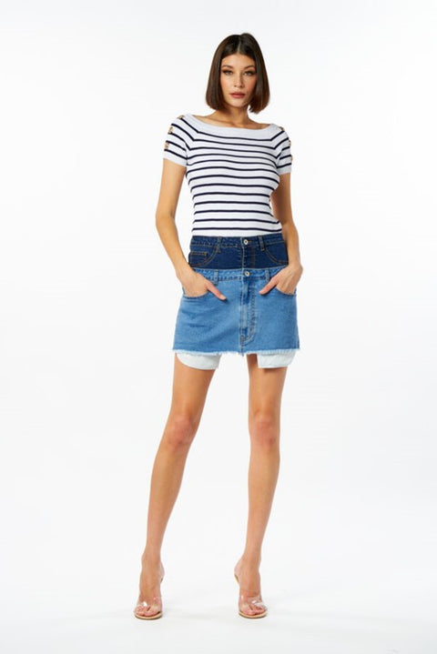 Gonna jeans doppia allacciatura
