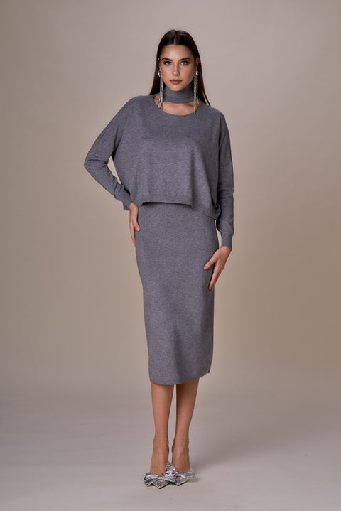 Set maglia collo alto e gonna longuette