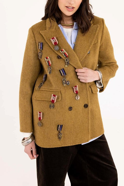 Multi pins wool blazer