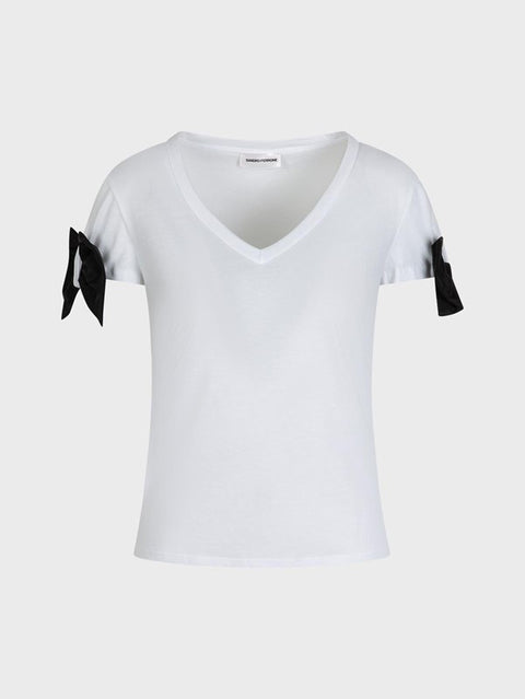 T-shirt con fiocchi neri