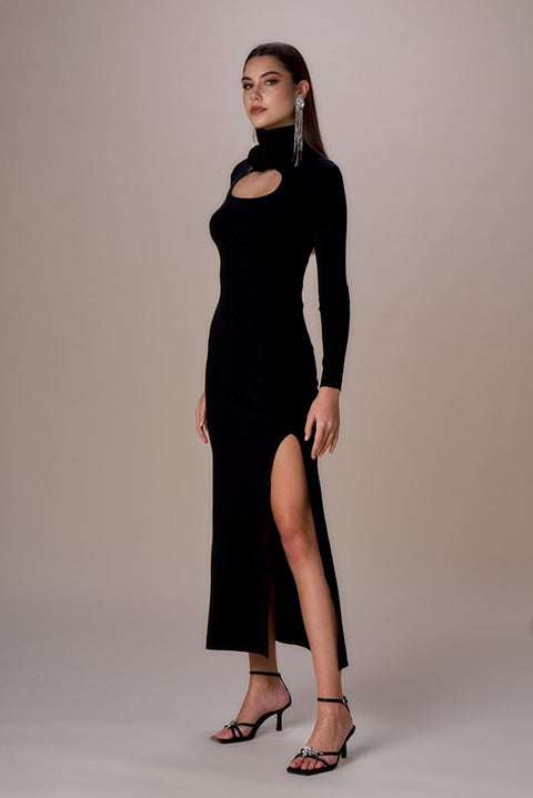 Abito cutout con rosa