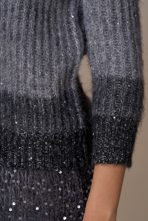 Maglia scollo v luxury paillettes