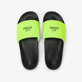 Ciabatte in pu nero/giallo fluo