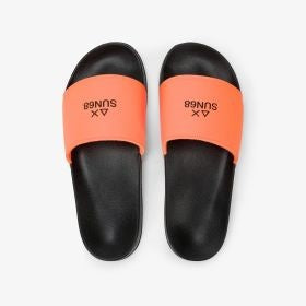 Ciabatte in pu nero/arancio fluo